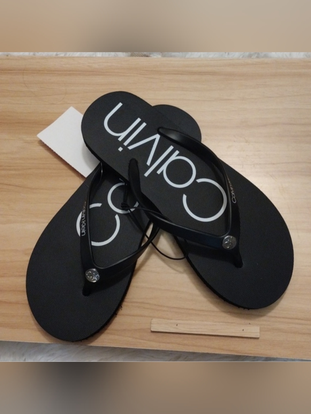 Calvin Klein Black Salya Flip Flops Women's Size 10 🆕